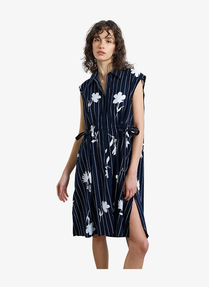 French Connection  Women's Navy/Linen White Cambria Cot Slvles Drwstr Dress for Women | Best Price UAE