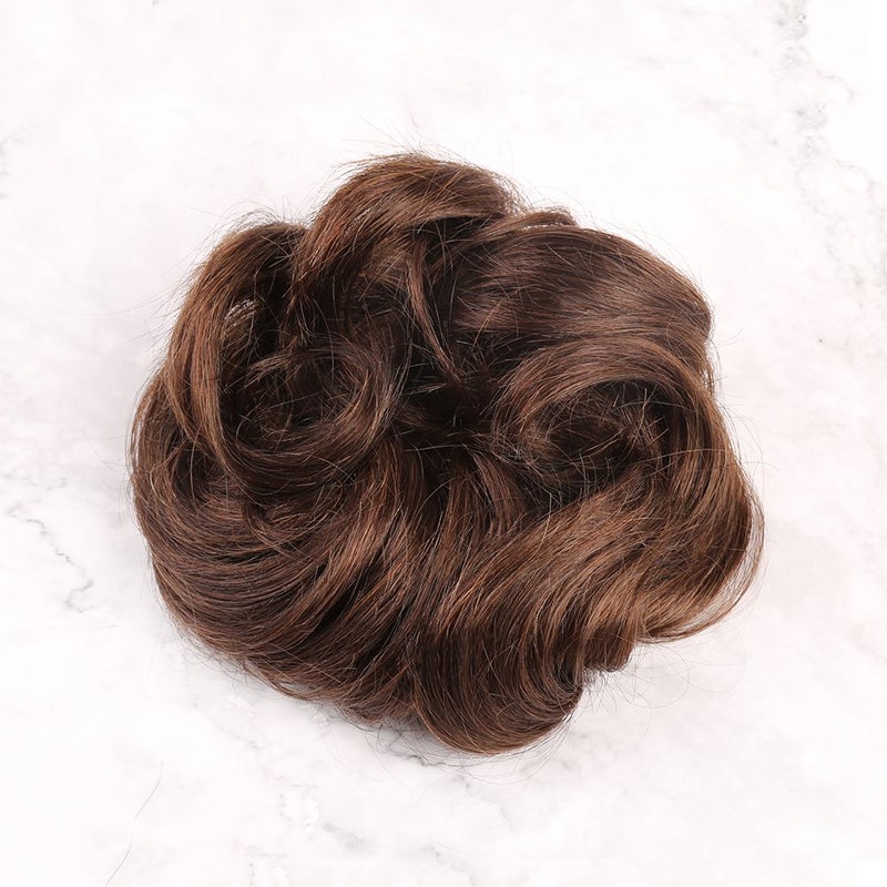 Bella Hair Messy Bun Hair Piece Real Human Hair Scrunchies for Women Instant Curly Up-do Hair Extension (#2 Dark Brown) - Image 2