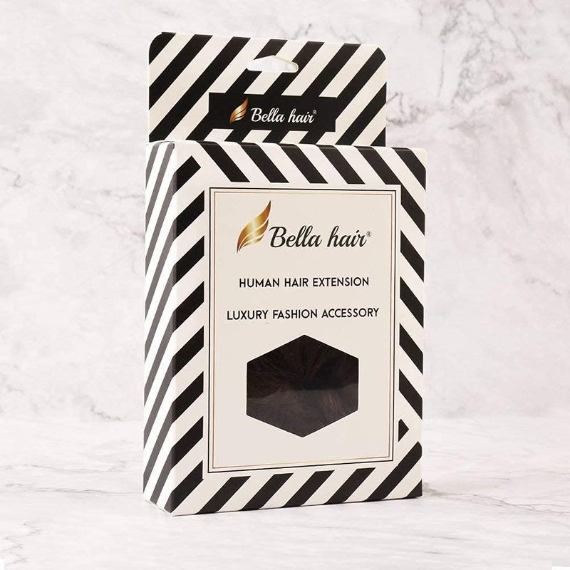 Bella Hair Messy Bun Hair Piece Real Human Hair Scrunchies for Women Instant Curly Up-do Hair Extension (#2 Dark Brown) - Image 3