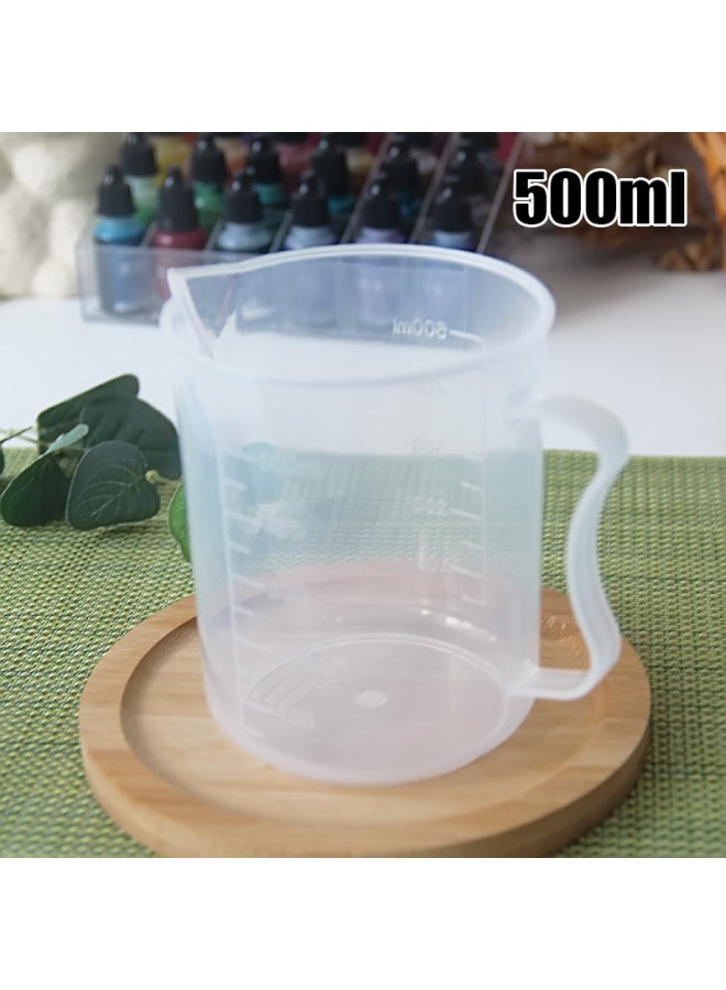 Food Grade Household Plastic Measuring Cup Milk Tea Shop Handmade Soap DIY Tool With Scale Cup Commercial Large Capacity Beaker-Color:500ml With Handle-Capacity:Default Item - Image 1