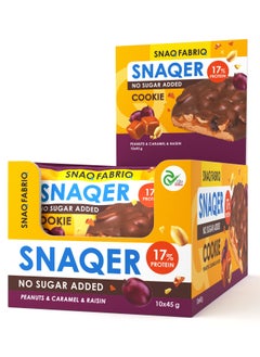 Snaq Fabriq Snaqer Protein Cookie with Peanuts, Caramel and Raisin No Sugar Added 10x45g  - Image 1