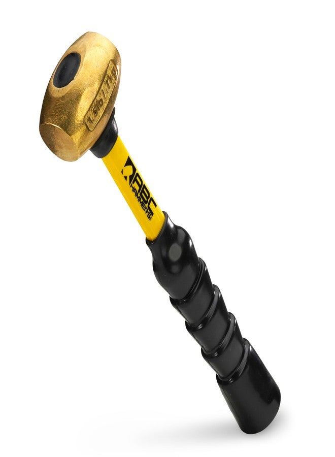ABC HAMMERS Brass Hammer - 1.5 lb. USA Made Non-Sparking Hammer with 10" Fiberglass Handle & Double Faced Head - ABC1.5BFB - Image 1
