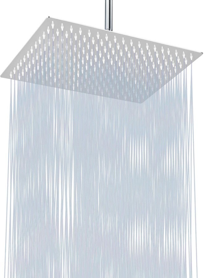 Katezon Extra Large Rain Shower Head, High Flow Stainless Steel 16 * 12 Inch Rectangle Rainfall Shower, Waterfall Bath Shower Body Covering, Ceiling or Wall Mount (Chrome) - Image 1
