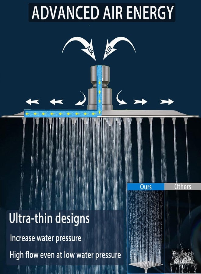 Katezon Extra Large Rain Shower Head, High Flow Stainless Steel 16 * 12 Inch Rectangle Rainfall Shower, Waterfall Bath Shower Body Covering, Ceiling or Wall Mount (Chrome) - Image 3