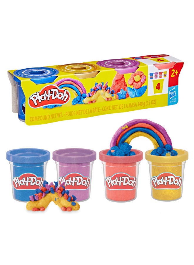 Play-Doh 4 Pack Metallic Shine Modeling Compound, Sparkle Colors, Imagination Toys, Arts and Crafts for Kids 2+ - Image 1