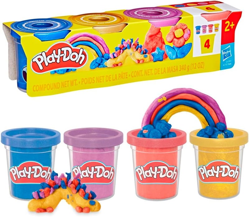 Play-Doh باي-دو 4 عبوات مركب معدني لامع، ألوان متلألئة، ألعاب خيال، فنون وحرف للأطفال 2+ - Image 1