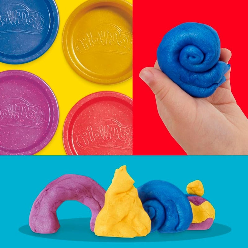 Play-Doh باي-دو 4 عبوات مركب معدني لامع، ألوان متلألئة، ألعاب خيال، فنون وحرف للأطفال 2+ - Image 5