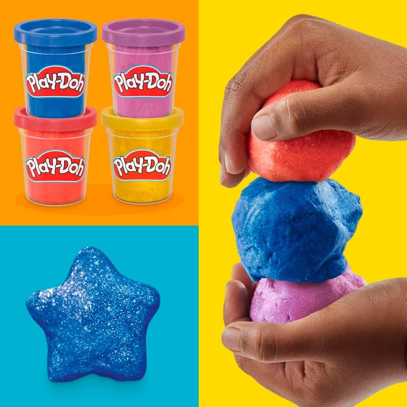 Play-Doh باي-دو 4 عبوات مركب معدني لامع، ألوان متلألئة، ألعاب خيال، فنون وحرف للأطفال 2+ - Image 4