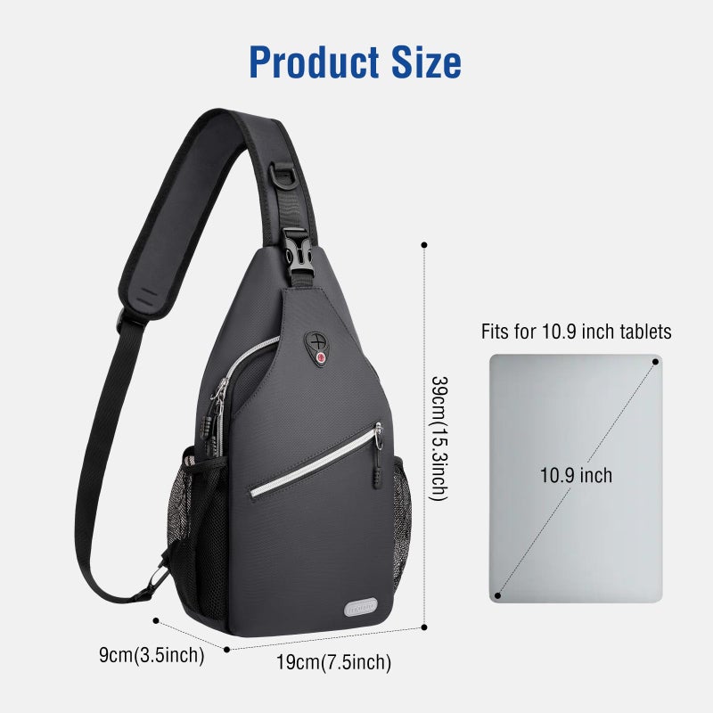 MOSISO Sling Backpack, Multipurpose Crossbody Shoulder Bag Travel Hiking Daypack, Space Gray, Medium - Image 2