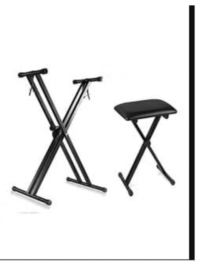 MegArya Double X Keyboard Stand With Piano X Bench Stool - Image 1