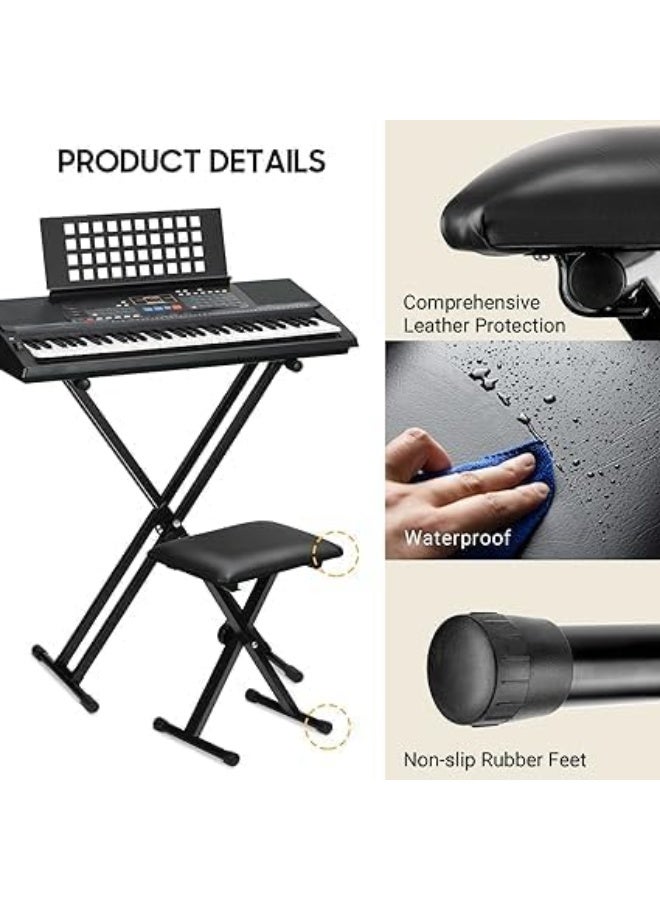 MegArya Double X Keyboard Stand With Piano X Bench Stool - Image 3