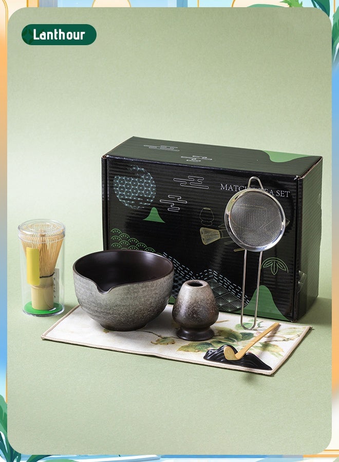 أسيف مجموعة أدوات ماتشا مخصصة خاصة من 7 قطع | تتضمن وعاء ماتشا خزفي، وخفاقة، وملعقة من الخيزران، والمزيد | مصممة لعشاق الماتشا - Image 1