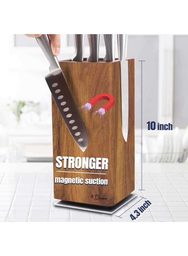 قاعدة سكاكين مغناطيسية بدون سكاكين، حامل سكاكين مغناطيسي دوّار ‎360°‎ مصنوع من خشب الأكاسيا الفاخر، تخزين سكاكين وأدوات بسعة كبيرة جداً لسطح طاولة المطبخ - Image 4