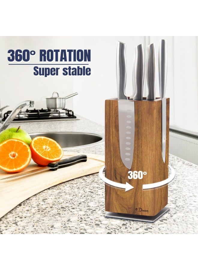 قاعدة سكاكين مغناطيسية بدون سكاكين، حامل سكاكين مغناطيسي دوّار ‎360°‎ مصنوع من خشب الأكاسيا الفاخر، تخزين سكاكين وأدوات بسعة كبيرة جداً لسطح طاولة المطبخ - Image 3