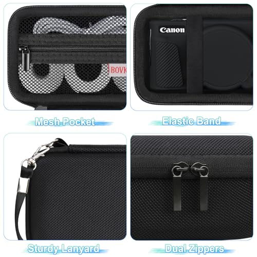 BOVKE Hard Case + Silicone Cover for Canon PowerShot SX740 SX730 Digital Camera, Shockproof EVA Storage Bag with Soft Silicone Protective Case, Removable Lens Cover, Wrist Strap, Black - Image 4
