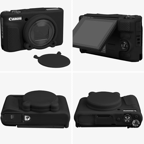 BOVKE Hard Case + Silicone Cover for Canon PowerShot SX740 SX730 Digital Camera, Shockproof EVA Storage Bag with Soft Silicone Protective Case, Removable Lens Cover, Wrist Strap, Black - Image 5