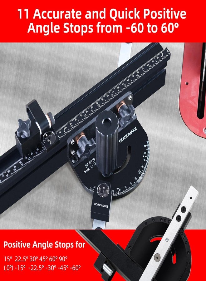 GOINGMAKE Compact Table Saw Miter Gauge with 360mm Fence and Multifunction Flip Stop and Positive Angle Stops, Miter Gauge for Table Saw Accessories, for Woodworking Cuts, Fits 3/4"x3/8" Slot - Image 2