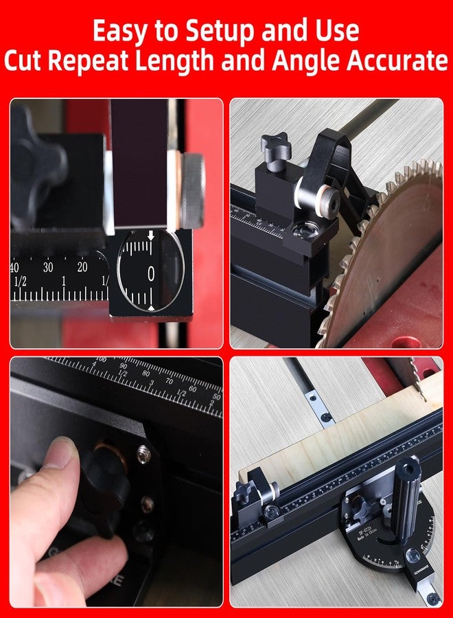 GOINGMAKE Compact Table Saw Miter Gauge with 360mm Fence and Multifunction Flip Stop and Positive Angle Stops, Miter Gauge for Table Saw Accessories, for Woodworking Cuts, Fits 3/4"x3/8" Slot - Image 3