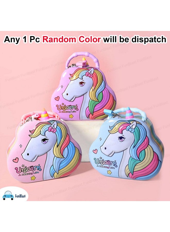 فنبلاست حصالة نقود من فن بلاست - حصالة نقود على شكل وحيد القرن، صندوق نقود للأطفال، حصالة نقود للأطفال، صندوق نقود للأطفال، صندوق نقود معدني مع مفتاح وقفل، هدية إرجاع، عصري، وردي، أبيض - Image 3