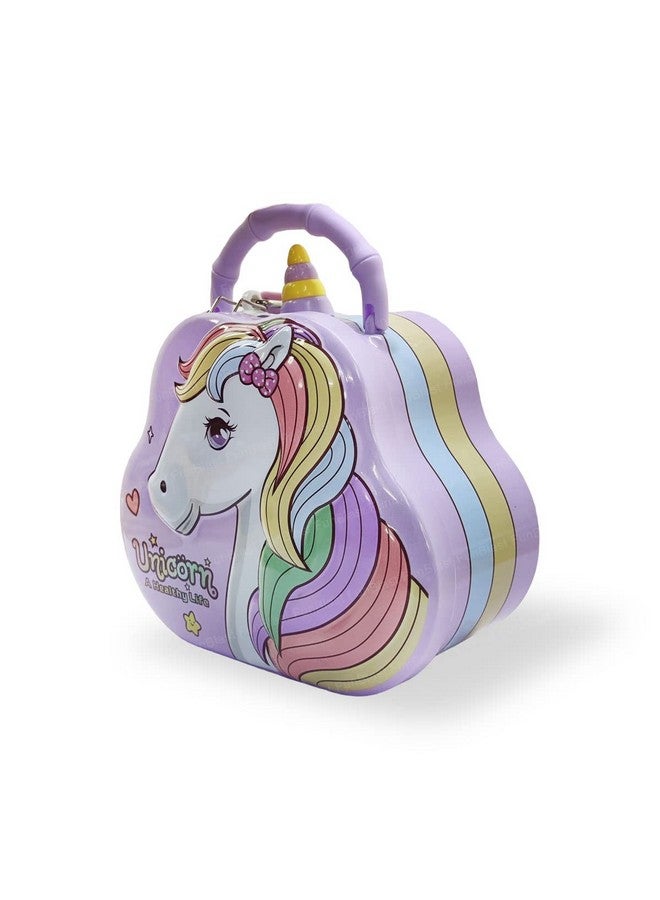 فنبلاست حصالة نقود من فن بلاست - حصالة نقود على شكل وحيد القرن، صندوق نقود للأطفال، حصالة نقود للأطفال، صندوق نقود للأطفال، صندوق نقود معدني مع مفتاح وقفل، هدية إرجاع، عصري، وردي، أبيض - Image 1