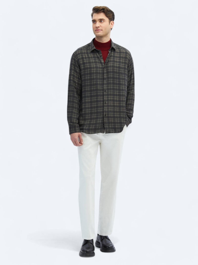 Kip Hard Coal Checkered Regular Fit Long Weaving Casual Shirt - Image 2