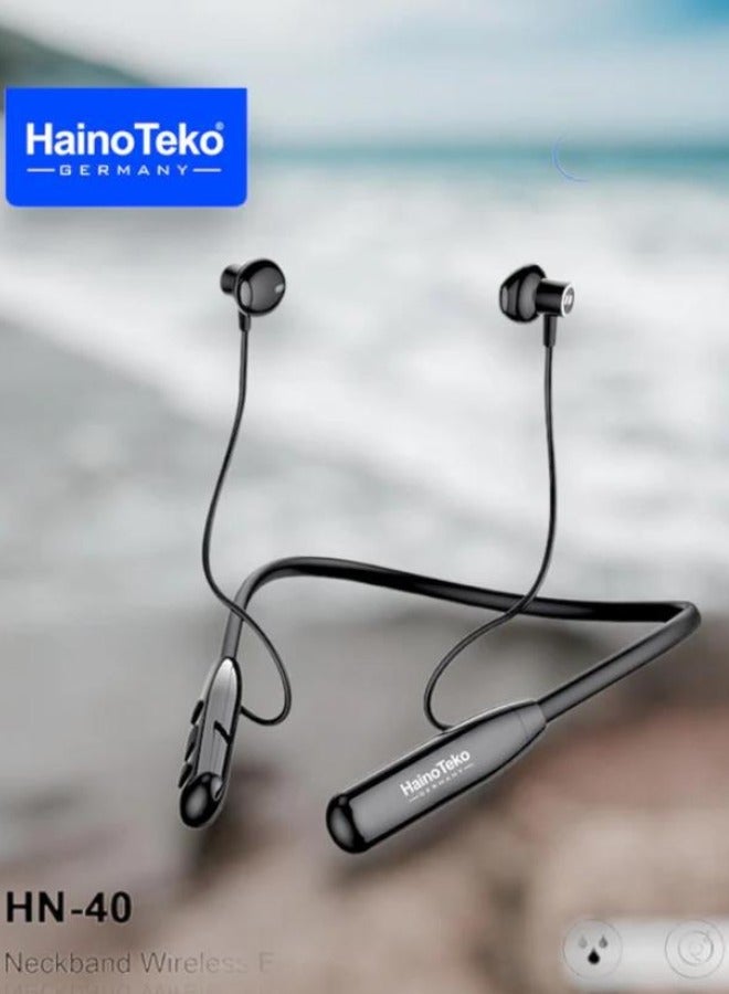 Haino Teko HN 40 Bluetooth Wireless Neckband Earphone with Mic 40 Hour Music and Super Bass Sound - Image 1