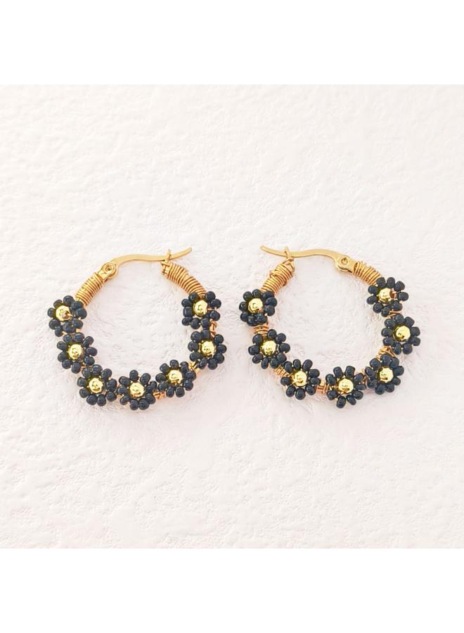 Original New Flower Earrings European And American High-end Luxury Earrings Handmade Beaded Earrings Jewelry