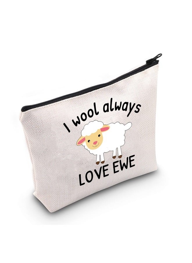 LEVLO Funny Lambs Farm Animals Lovers Gifts I Wool Always Love Ewe Makeup Bags Lamb Sheep Pun Xmas Valentine Travel Case(Always Love Ewe) - Image 1