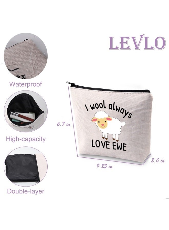 LEVLO Funny Lambs Farm Animals Lovers Gifts I Wool Always Love Ewe Makeup Bags Lamb Sheep Pun Xmas Valentine Travel Case(Always Love Ewe) - Image 2