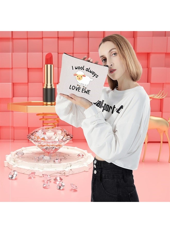LEVLO Funny Lambs Farm Animals Lovers Gifts I Wool Always Love Ewe Makeup Bags Lamb Sheep Pun Xmas Valentine Travel Case(Always Love Ewe) - Image 4