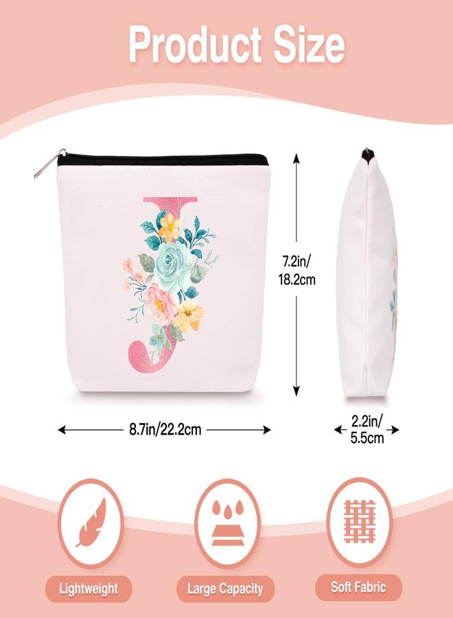 Lingdeer Personalized Makeup Bag with Initial Keychain, Custom Initial Monogram Small Travel Cosmetic Toiletry Bag, Birthday Gifts for Women Bridesmaid Teacher (J) - Image 3