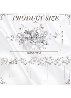 Geosar 5 Pieces Crystal Bride Wedding Hair Comb Silver Bridal Hair Pieces Pearl Rhinestone Bridal Hair Clip Flower Hair Side Combs Wedding Hair Accessories for Brides Women Girls  - Image 4
