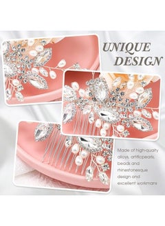 Geosar 5 Pieces Crystal Bride Wedding Hair Comb Silver Bridal Hair Pieces Pearl Rhinestone Bridal Hair Clip Flower Hair Side Combs Wedding Hair Accessories for Brides Women Girls  - Image 5