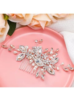 Geosar 5 Pieces Crystal Bride Wedding Hair Comb Silver Bridal Hair Pieces Pearl Rhinestone Bridal Hair Clip Flower Hair Side Combs Wedding Hair Accessories for Brides Women Girls  - Image 2