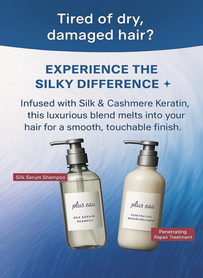 plus eau Mellow Shampoo & Conditioner Set, Daily Moisture Renewal Hair with Silk Beauty Essence Ingredients, 15.2 oz / 450ml, 2-Pack, Made in Japan, Ultimate Moisture - Image 4