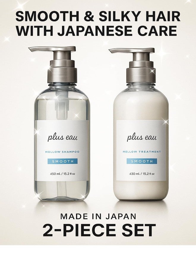 plus eau Mellow Shampoo & Conditioner Set, Daily Moisture Renewal Hair with Silk Beauty Essence Ingredients, 15.2 oz / 450ml, 2-Pack, Made in Japan, Ultimate Moisture - Image 2