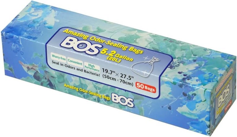 BOS أكياس BOS المدهشة لإغلاق الروائح القابلة للتصرف لبطانات المراحيض وحفاضات البالغين أو أي منتج صحي متينة بدون رائحة 50 كيس 52 جالون 20 لتر لون أسود - Image 1