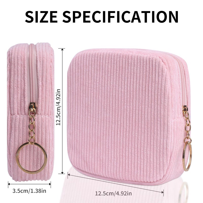 Teircno Sanitary Napkin Storage Bag, Preppy Corduroy Period Bag for Women, Cute Portable Period Pouch with Zipper, Sanitary Pads Bag Tampons Holder for Purse, First Period for Women Ladies - Image 2