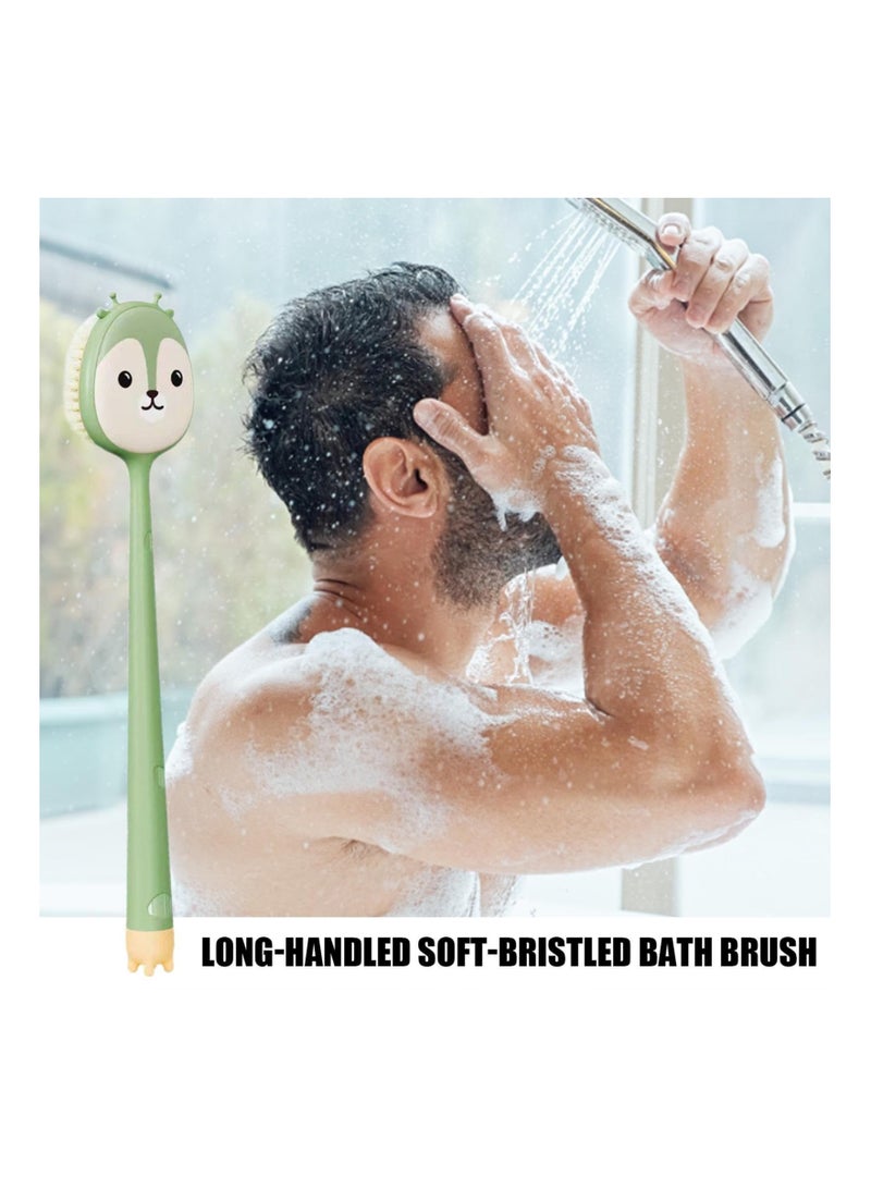 الأزرق جي دبليو Back Brush Long Handle for Shower, 14in Silicone Bath Scrubber, Gentle Skin Scrubber Exfoliate Women, Massage Improve Blood Circulation, Head Wet or Dry Brushing - Image 2