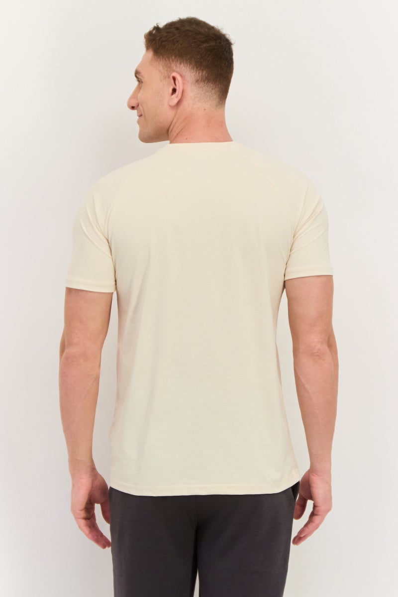 RBX Men Sportswear Fit Short Sleeves Training T-shirt, Beige  - Image 3