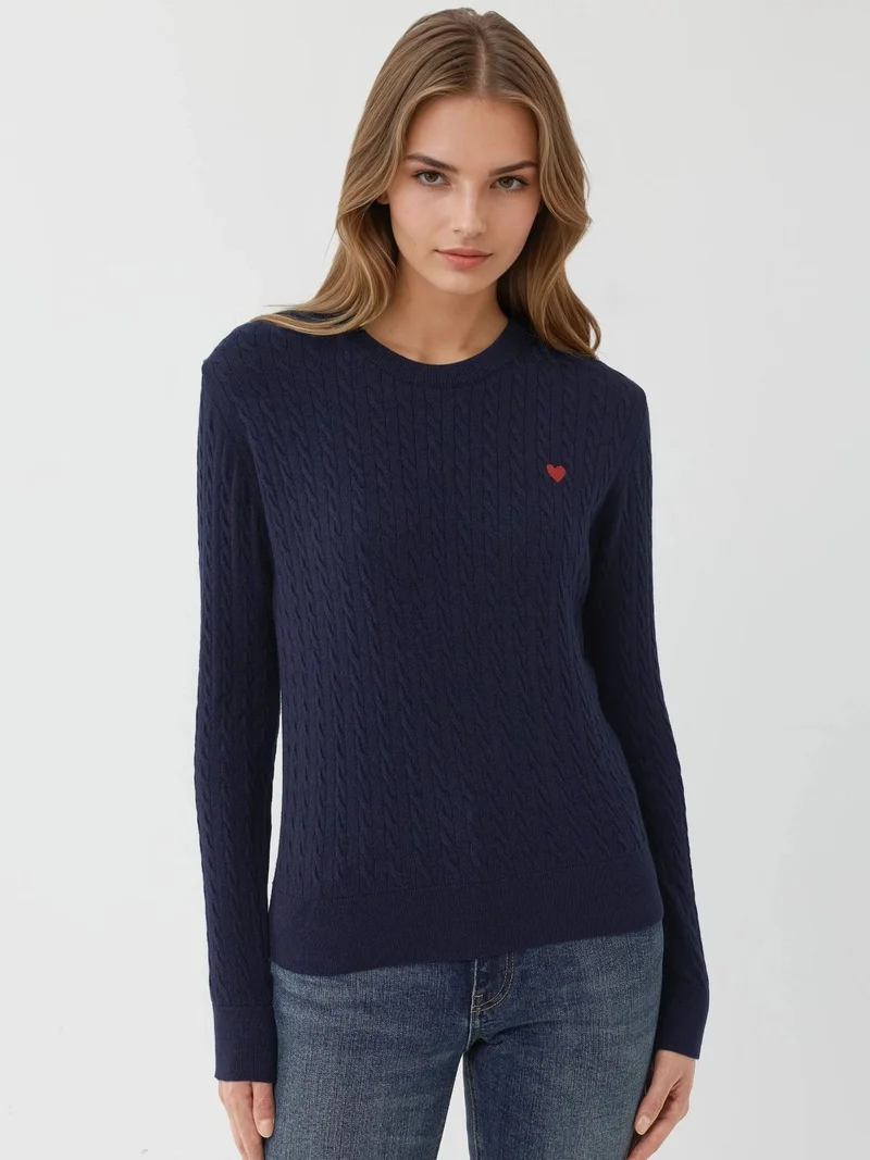 هيكاب كنزة صوف محبوكة بتفاصيل قلب