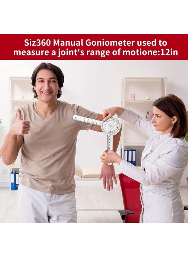 1pc 12 Inch Transparent Plastic Goniometer 360 Degree Orthopedic Angle Ruler Protractor - Image 4