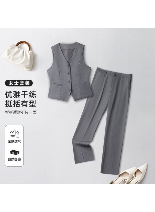 ROMON Fashion Slim-Fit Business Suit Two-Piece Set For Women, Simple And Versatile Commuter Suit For Women - Image 2