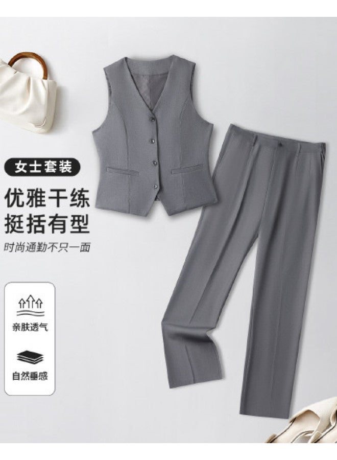 ROMON Fashion Slim-Fit Business Suit Two-Piece Set For Women, Simple And Versatile Commuter Suit For Women - Image 1