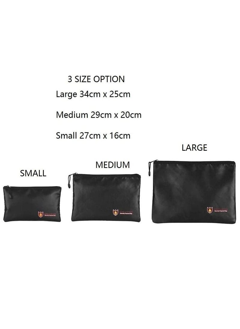 Rubik Fireproof Bag with Zipper Fire Safe Bag Pouch for Documents Cash Money Passports Cards for Home Office (29x20cm) Medium  - Image 3