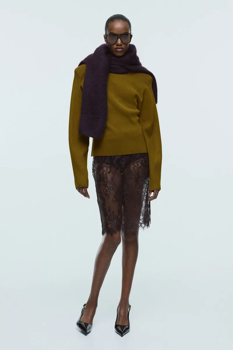 H&M Rib-knit shoulder-pad top