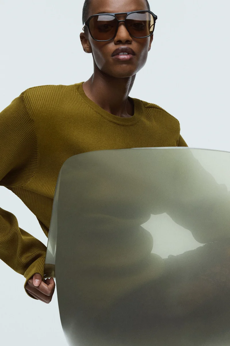 H&M Rib-knit shoulder-pad top