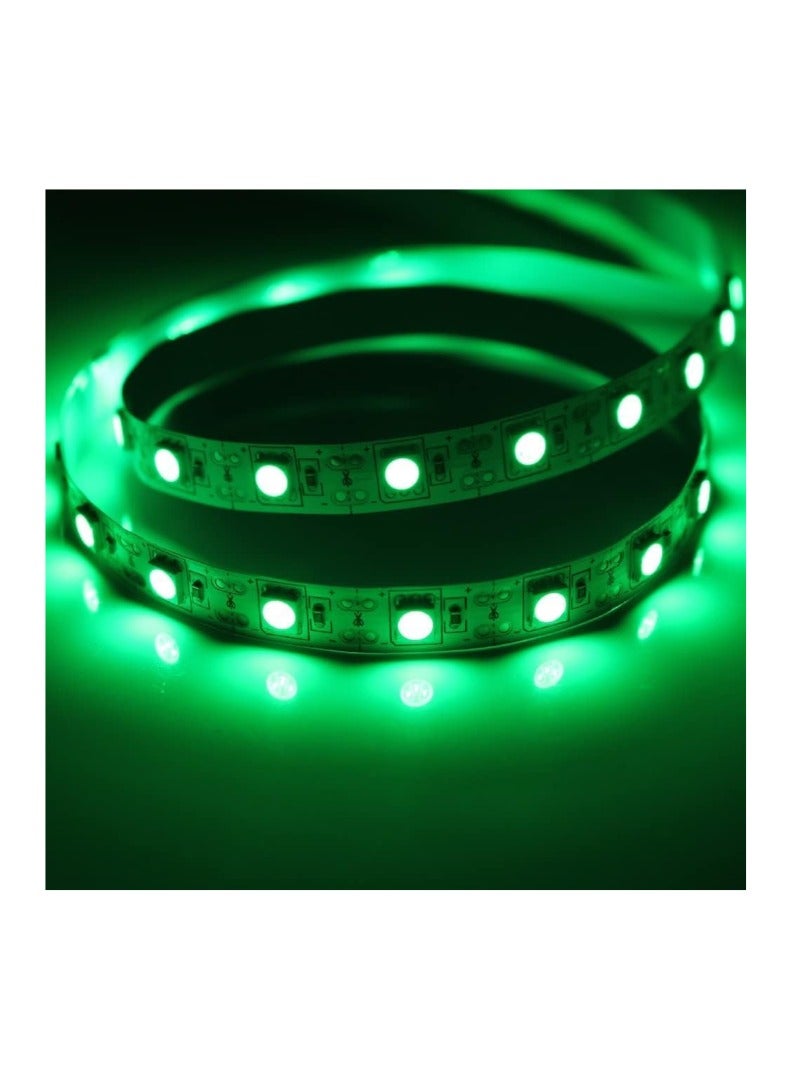 KNP 5m LED Strip Lights in Green Perfect for both indoor and outdoor applications these flexible LED strip lights offer an array of decorative and functional lighting options. - Image 1