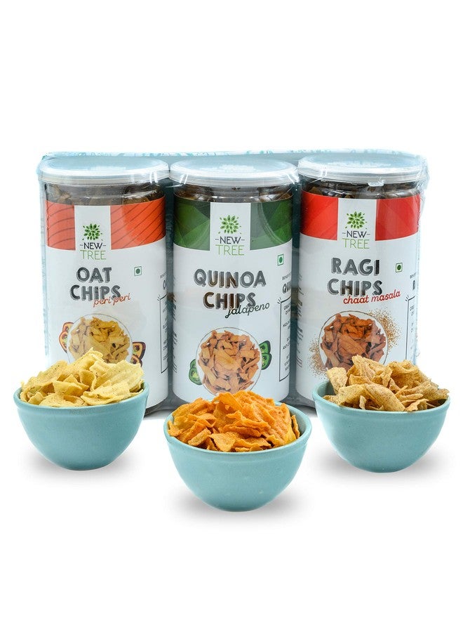 New Tree Gift Hamper,The Healthy Chips Combo Ii Oats Chips Peri Peri-225Gm Ii Ragi Chips-Chaat Masala-225Gms Ii Quinoa Chips Jalepeno- 225Gms Ii Total Weight-675Gms - Image 2