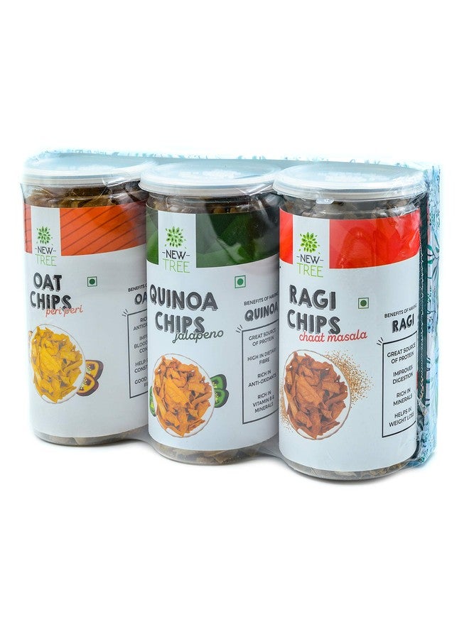 New Tree Gift Hamper,The Healthy Chips Combo Ii Oats Chips Peri Peri-225Gm Ii Ragi Chips-Chaat Masala-225Gms Ii Quinoa Chips Jalepeno- 225Gms Ii Total Weight-675Gms - Image 3